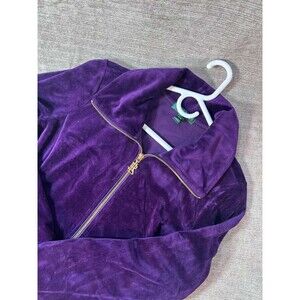Lauren Ralph Lauren Velvet Full Zip Jacket Women's Medium Petite Long Sleeve